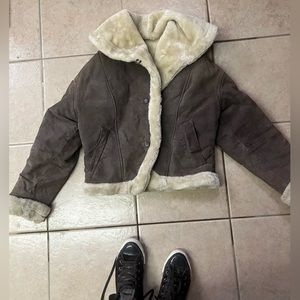SYNERGY vintage Leather sheepskin coat, size M